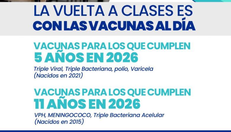 Campaña de vacunación para el ingreso escolar en General Arenales
