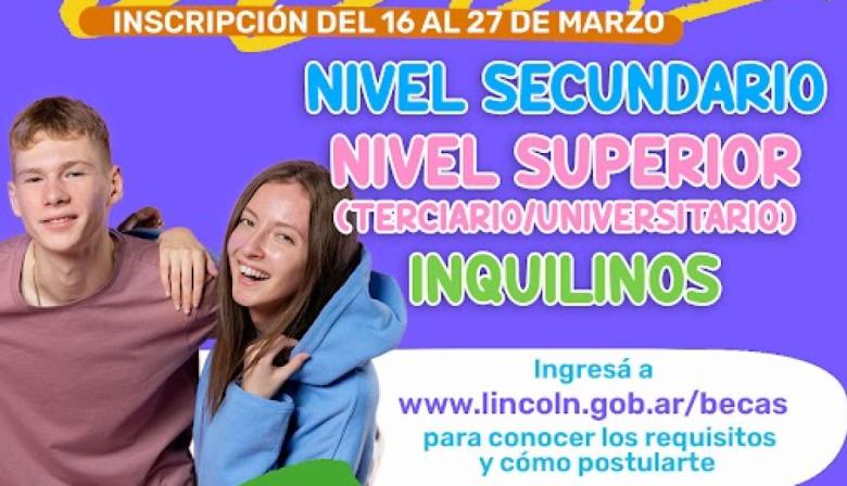 Del 16 al 27 de marzo abre la inscripción a las Becas Municipales 2026 en Lincoln