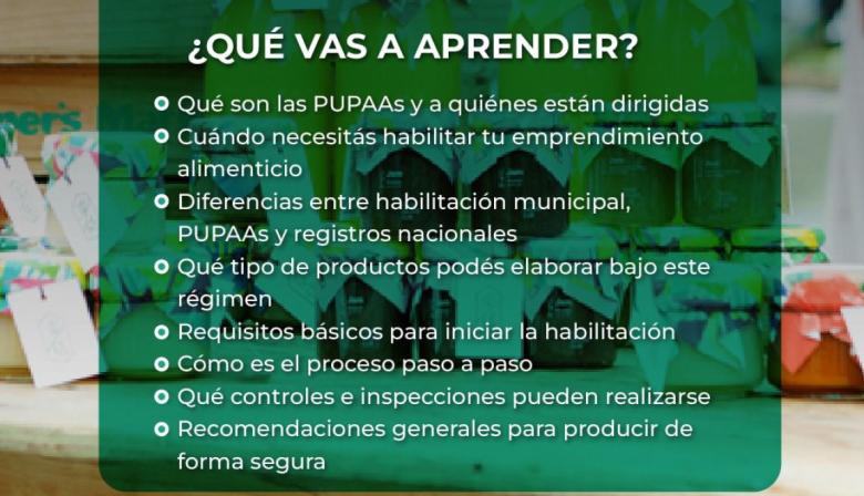 Capacitación sobre habilitación PUPAAs para emprendimientos alimenticios