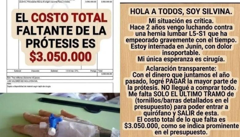 Ayuda urgente para Silvina: necesita una cirugía de columna para volver a caminar