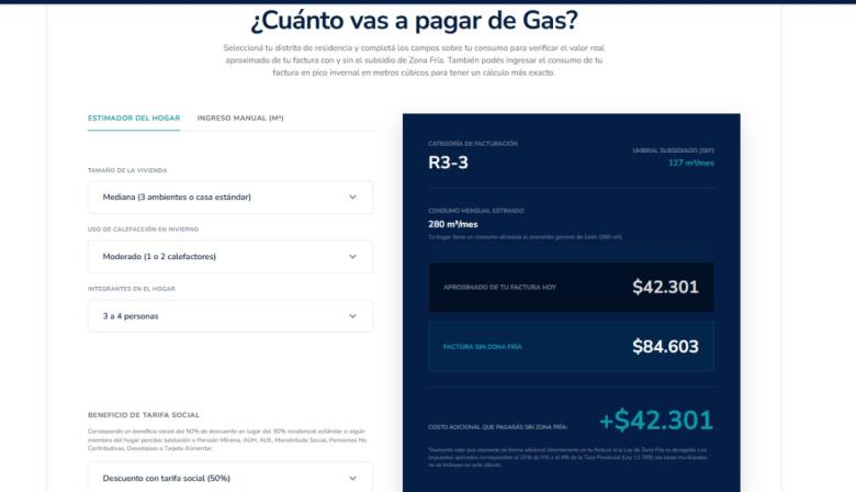 Arata presentó un simulador para calcular el impacto de la quita del subsidio por Zona Fría