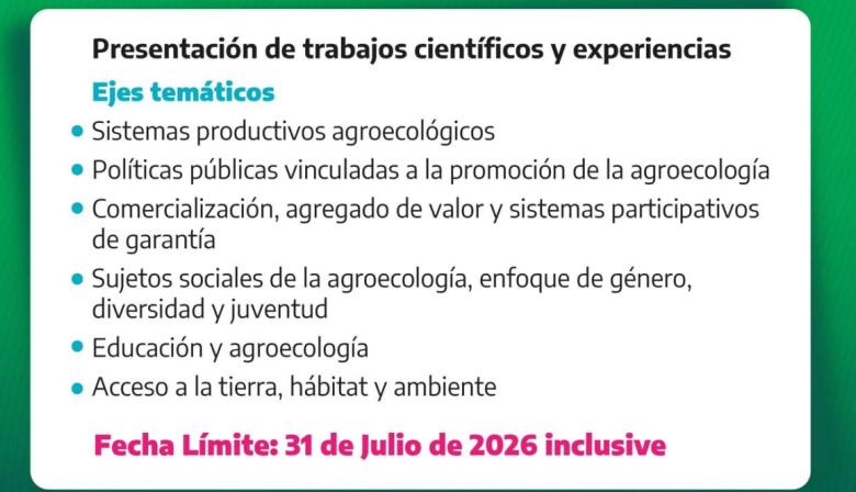 Convocan a presentar trabajos y experiencias para el 2° Congreso Provincial de Agroecología