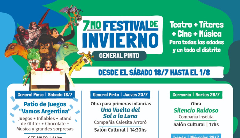 General Pinto presentó el 7° Festival de Invierno con teatro, cine, música y actividades para toda la familia