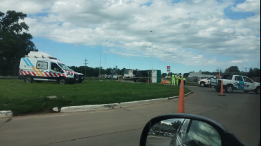 Vuelco: nuevo accidente vial en la rotonda de Ruta 188 y Alberdi