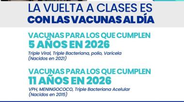 Campaña de vacunación para el ingreso escolar en General Arenales