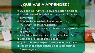 Capacitación sobre habilitación PUPAAs para emprendimientos alimenticios