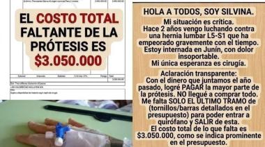 Ayuda urgente para Silvina: necesita una cirugía de columna para volver a caminar