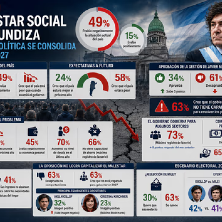 El malestar social se profundiza: solo 15% de argentinos evalúa positivamente la situación del país